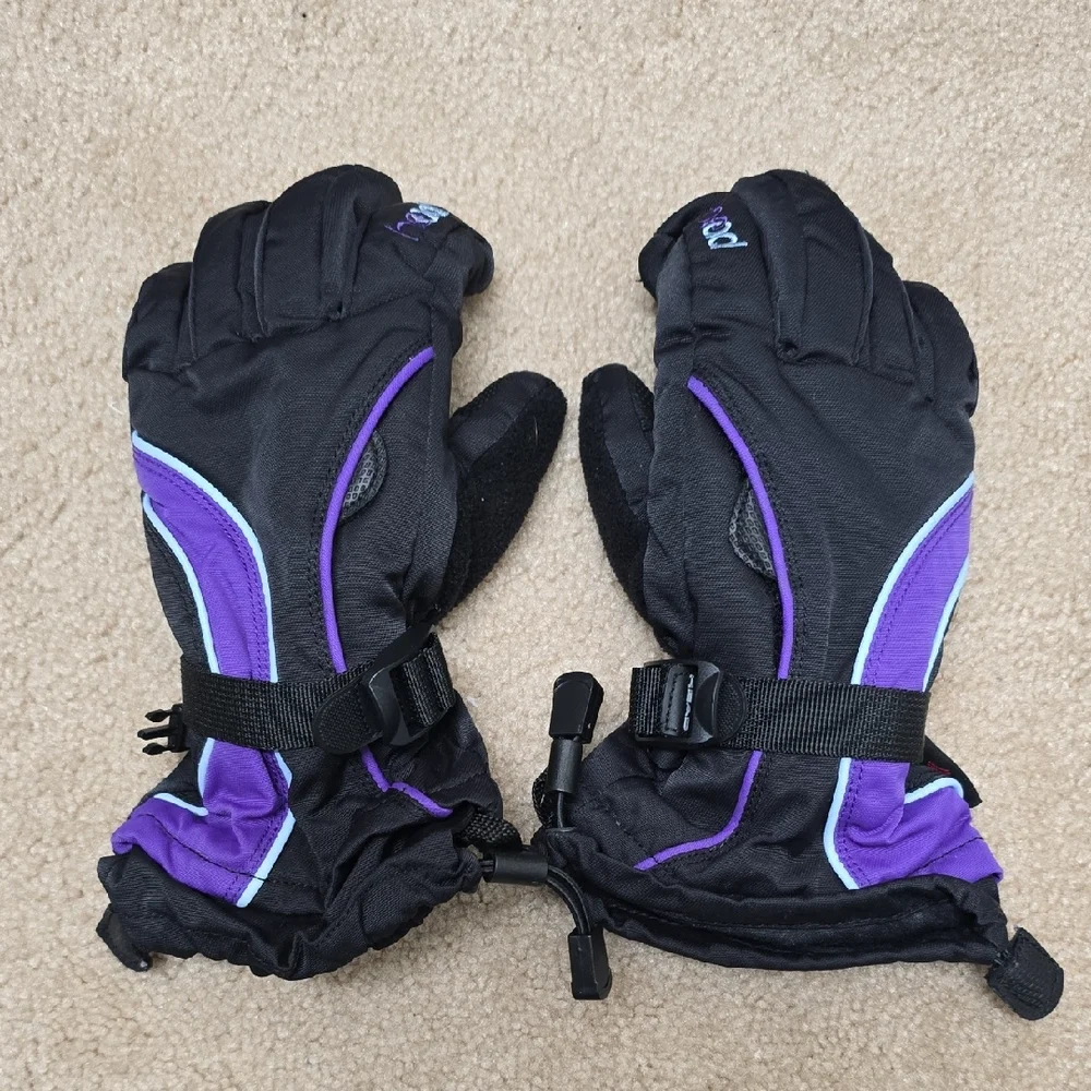 Black and Purple Winter Gloves - Size L